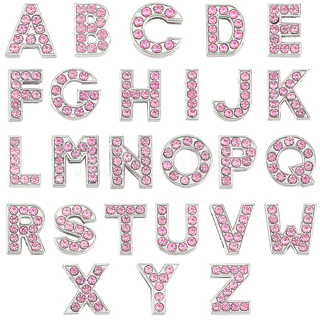 52Pcs 26 Styles Alloy Rhinestone Slide Charms FIND-SC0009-81B-1