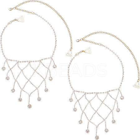2Pcs Iron Rhinestone Sexy Shoulder Bra Body Chain FIND-GF0006-74B-1