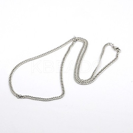 Tarnish Resistant Curb Chain Necklace for Men NJEW-F027-12-1