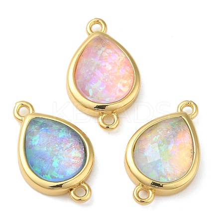 Synthetic Opal Connector Charms KK-S370-01G-1