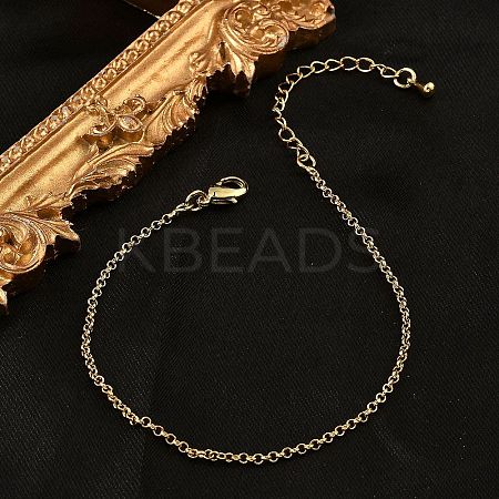 Brass Rolo Chain Bracelets for Women BJEW-G735-05G-1
