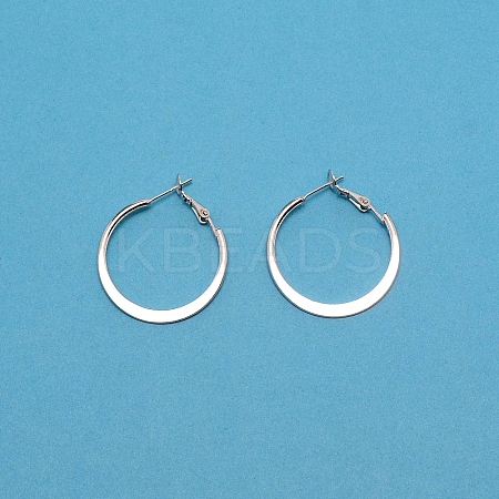Alloy Flat Huggie Hoop Earrings with Silver Pin for Women EJEW-TAC0015-01S-1