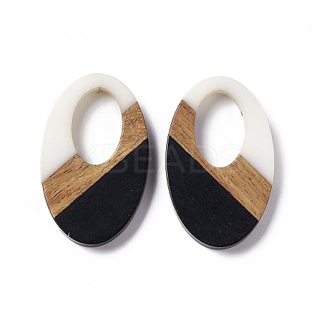 Opaque Resin & Walnut Wood Pendants RESI-M027-02D-1