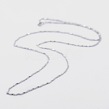 Anti-Tarnish Rhodium Plated 925 Sterling Silver Chain Necklaces STER-F039-12P-1