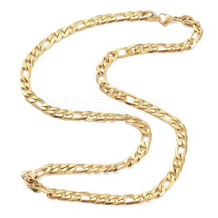 PVD Vacuum Plating 304 Stainless Steel Figaro Chain Necklaces STAS-A051-06G-1
