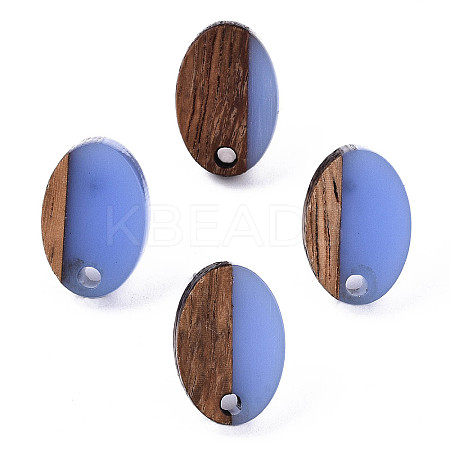Resin & Walnut Wood Stud Earring Findings MAK-N032-004A-A08-1