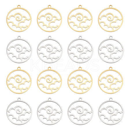 16Pcs 2 Colors 304 Stainless Steel Pendants STAS-UN0044-37-1