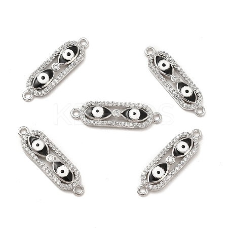 Brass Micro Pave Clear Cubic Zirconia Connector Charms with Enamel KK-E068-VB397-2-1