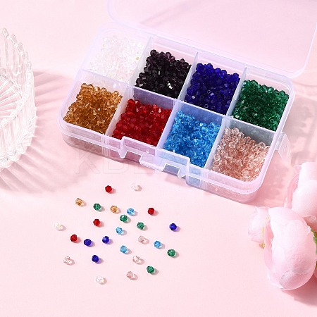 8 Colors Imitate Austrian Crystal Electroplate Bicone Glass Bead Strands GLAA-FP0001-32-1