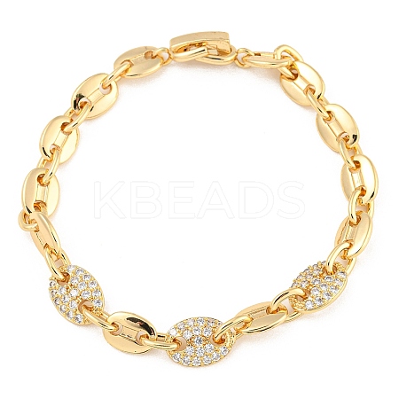 Golden Brass Micro Pave Cubic Zirconia Link Bracelets LS-BJEW-P314-A01-G-1