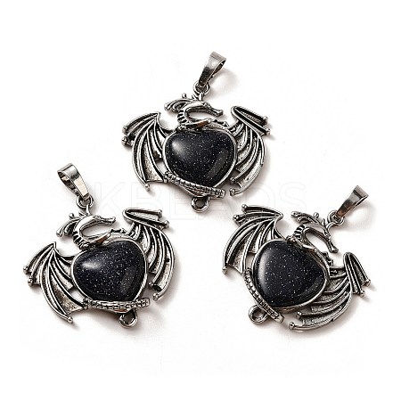 Synthetic Blue Goldstone Heart Pendants KK-K331-01AS-19-1
