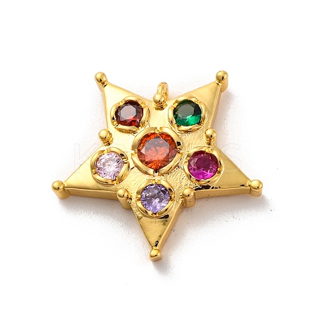 Brass Micro Pave Cubic Zirconia Pendants KK-U033-06G-02-1