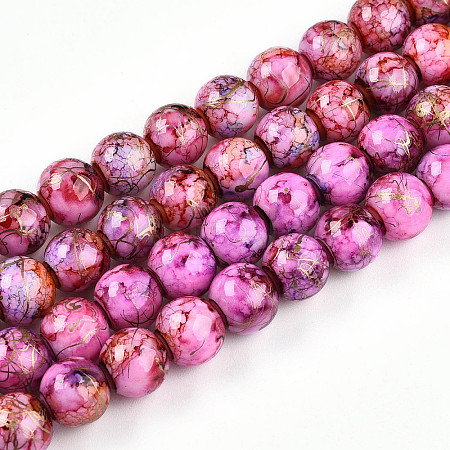 Baking Paint Glass Beads Strands DGLA-N003-10mm-B03-1