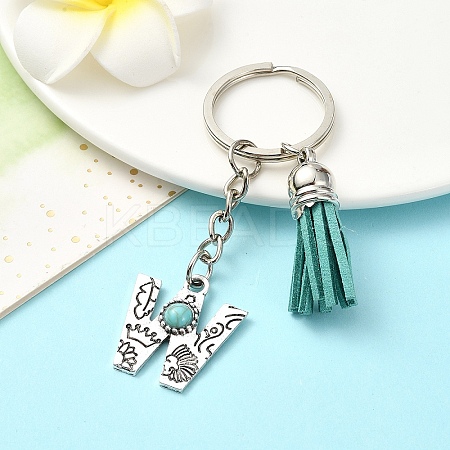 Alloy with Resin Imitation Synthetic Turquoise Keychain KEYC-YW00087-23-1