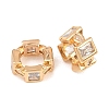 Brass Micro Pave Clear Cubic Zirconia Rondelle European Beads KK-L261-04G-2