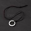 Natural Howlite Ring Pendant Necklace with Nylon Cord for Women NJEW-F306-02F-2