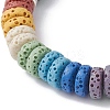 Colorful Dyed Natural Lava Rock Beaded Stretch Bracelets BJEW-JB09684-4