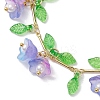 Flower Glass & Acrylic Charm Bracelets BJEW-JB10443-02-3