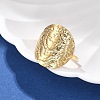 Flat Round 304 Stainless Steel Open Cuff Ring for Women RJEW-M049-01G-02-1