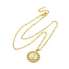 Brass Clear Cubic Zirconia Flat Round with Virgin Mary Pendant Necklaces LS-NJEW-C071-07A-G-4