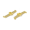 Rack Plating Brass Micro Pave Clear Cubic Zirconia Connector Charms KK-C007-37G-Q-3