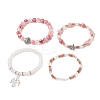 4Pcs 4 Style Natural Mixed Gemstone Beaded Stretch Bracelets Set BJEW-JB09263-4