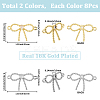 16Pcs 2 Colors Rack Plating Brass Pave Clear Cubic Zirconia Bowknot Connector Charms KK-SC0006-77-2