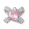 Rack Plating Brass Micro Pave Pink Cubic Zirconia Pendants KK-H463-10P-02-1
