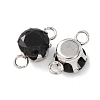 304 Stainless Steel Micro Pave Cubic Zirconia Connector Charms STAS-H240-50P-11-2