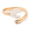 Natural Shell Spanner Open Cuff Ring with Cubic Zirconia RJEW-G288-07G-2