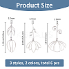 6Pcs 6 Styles 201 Stainless Steel Pendants STAS-FH0002-35-2