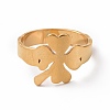Ion Plating(IP) 201 Stainless Steel Clover Finger Ring RJEW-J051-07G-2