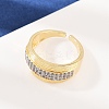 Brass Micro Pave Clear Cubic Zirconia Cuff Rings RJEW-C140-15G-3