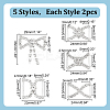 10Pcs 5 Styles Iron & Brass Brass Crystal Rhinestone Shoe Decoration FIND-HY0003-99-2