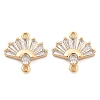Brass Clear Cubic Zirconia Connector Charms KK-G516-08G-1