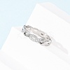 304 Stainless Steel Clear Cubic Zirconia Wave Finger Rings for Women RJEW-Z115-02P-5