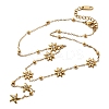 304 Stainless Steel Crystal Rhinestone Flower Starfish Link Chain Y Necklaces for Women NJEW-G181-08G-2