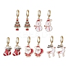 5Pairs 5 Styles Christmas Theme Alloy Enamel Dangle Earrings EJEW-JE05826-1