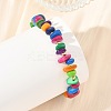 Dyed Natural Freshwater Shell Chip & Brass Beades Stretch Bracelets BJEW-JB14232-2