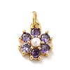 Rack Plating Brass Micro Pave Cubic Zirconia Charms KK-A160-22J-G-1