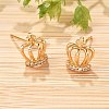 Crown Brass Micro Pave Clear Cubic Zirconia Stud Earrings for Women EJEW-G428-06G-1