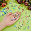 48Pcs 12 Styles Spray Painted 430 Stainless Steel Filigree Pendants STAS-HS0001-57-3