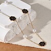 Ion Plating(IP) 304 Stainless Steel Black Enamel Flower Pendant Necklaces for Women NJEW-M078-09G-2