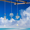 8Pcs 8 Styles Brass Hollow Heart/Owl/Angel/Butterfly Hanging Ornaments HJEW-AN0001-03-4