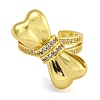 Rack Plating Brass Micro Pave Cubic Zirconia Cuff Rings for Women RJEW-I107-13G-02-2