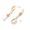 Natural Pearl Dangle Stud Earrings EJEW-P256-23G-2
