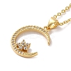 Golden Brass Crescent Moon Pendant Necklace with Rhinestone LS-NJEW-Z015-01D-G-2