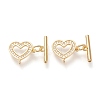 Brass Micro Pave Clear Cubic Zirconia Toggle Clasps KK-F820-01G-1