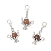 20Pcs Teapot Tibetan Style Alloy & Natural Wenge Wood Pendant Decorations HJEW-JM03546-S-1