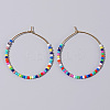 Glass Colorful Beads Hoop Earrings for Women SX7137-4-1